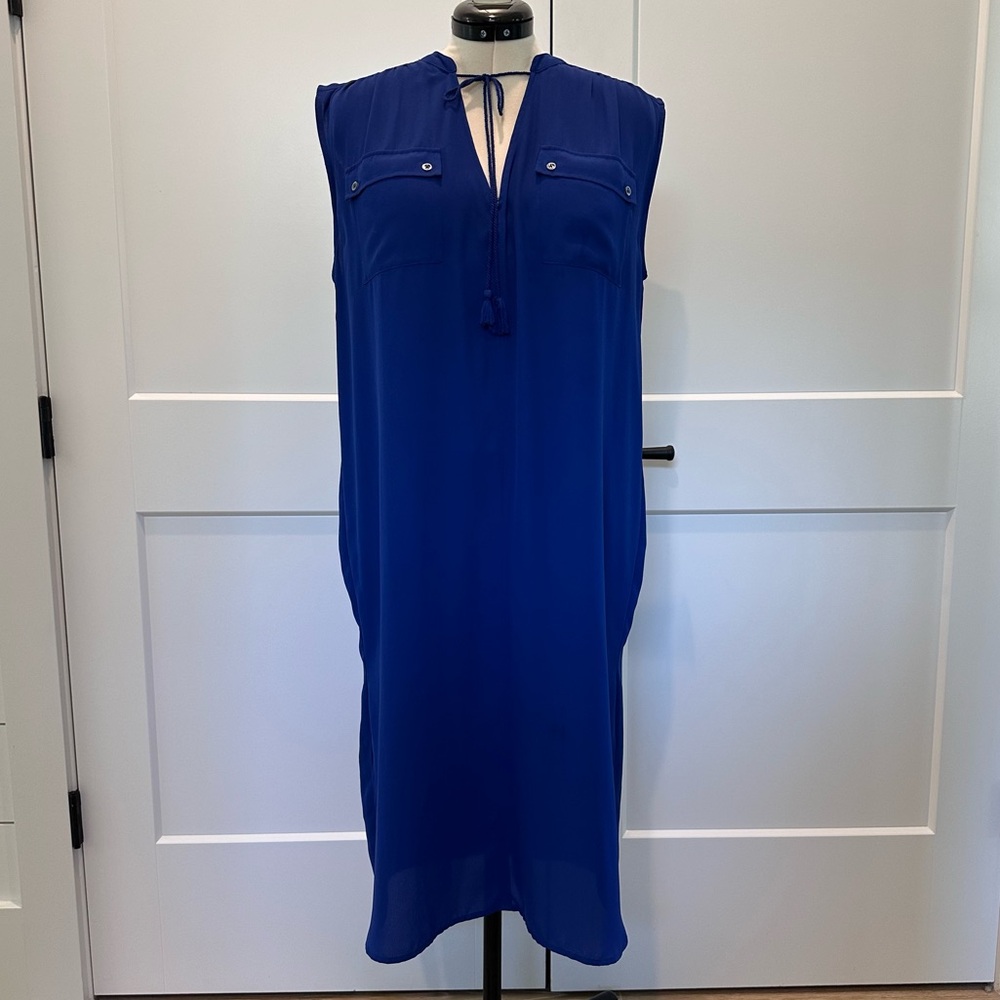 J. Crew Royal Blue L/XL Loose fit Sleeveless midi dress.